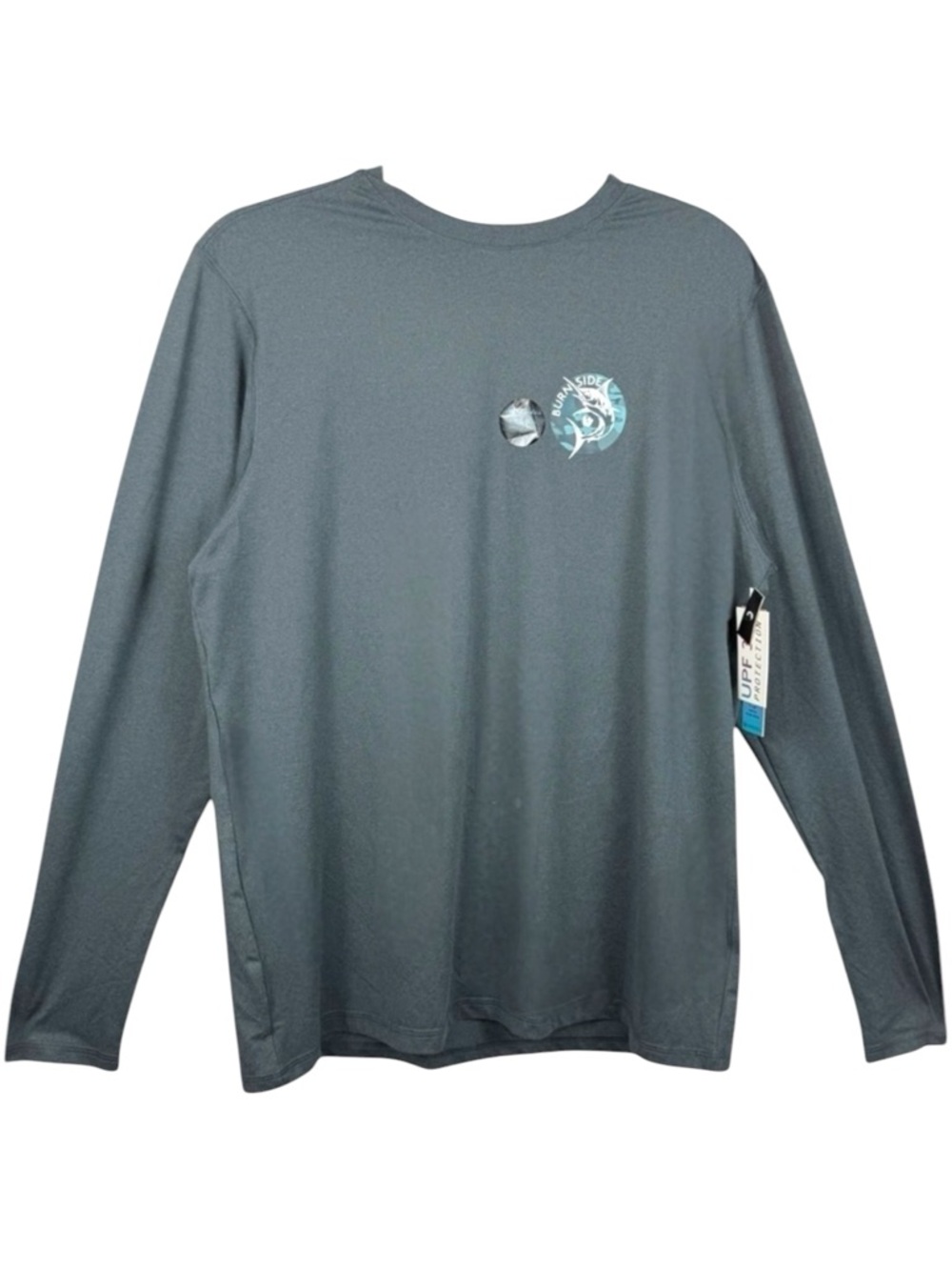 Burnside Gray UPF 30 Long Sleeve Performance Fishing Sun Protection Shirt Small